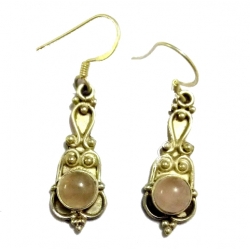 Earring0005-Nice Earring made with Beautiful Rose Quartz Stone and Silver