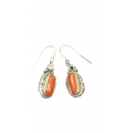 Earring0054-Nice Earring made with Beautiful Coral Stone and Silver