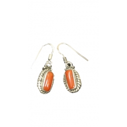 Earring0054-Nice Earring made with Beautiful Coral Stone and Silver