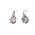 E0059-Nice Earring made with Beautiful Rainbow Moon Stone and Silver 