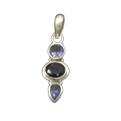 Artistic Sliver Plated Pendant With Iolite Stone